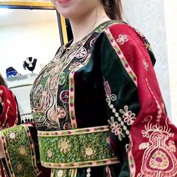 NWT Palestinian )Fire and Heaven) Janna and Naar Thobe Kaftan sz  XL - Picture 6 of 7